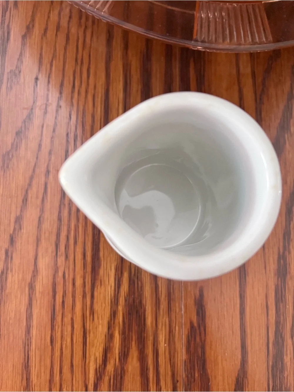 White Ceramic Creamer with Green Trim - Classic Tableware